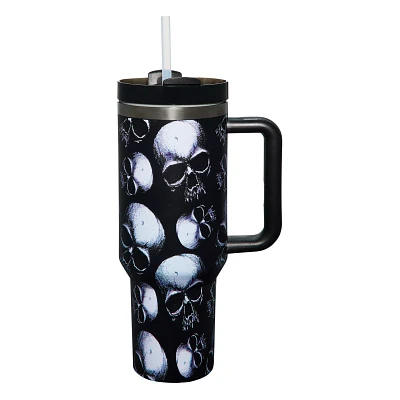 Skull Portable Travel Tumbler with Straw - 40 oz.