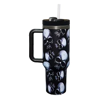 Skull Portable Travel Tumbler with Straw - 40 oz.
