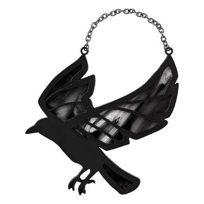 Raven Stained Glass Suncatcher