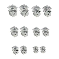 Square Clear C Stud Earrings 12 Pack