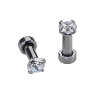 Silvertone and Clear Crystal Plugs - 2 Gauge