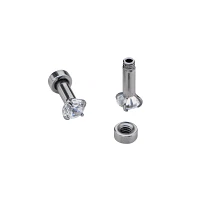Silvertone and Clear Crystal Plugs - 2 Gauge