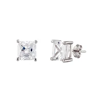 Square Clear CZ Stud Earrings