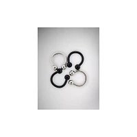 Multi-Pack Black and Silver Horseshoe Rings 2 Pair - 14 Gauge