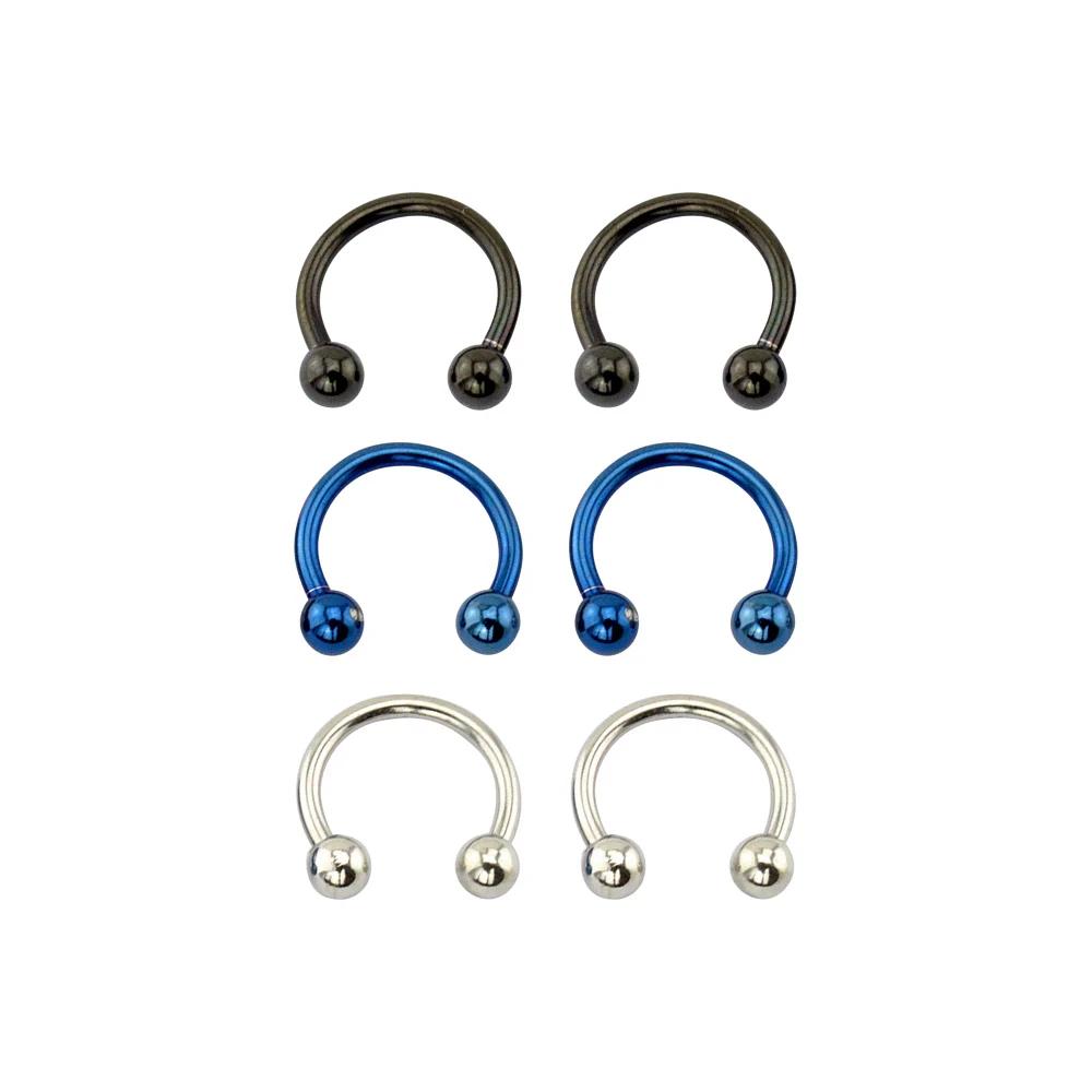 Multi-Pack Blue Horseshoe Rings - 3 Pair