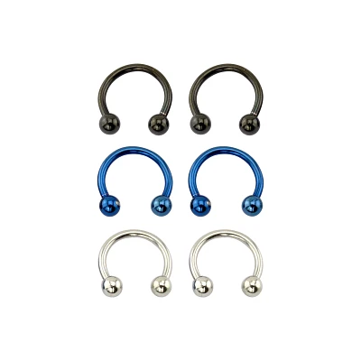 Multi-Pack Blue Horseshoe Rings - 3 Pair