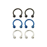 Multi-Pack Blue Horseshoe Rings - 3 Pair