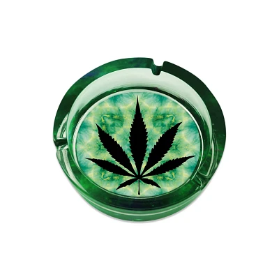 Green and Black Weed Leaf Ashtray