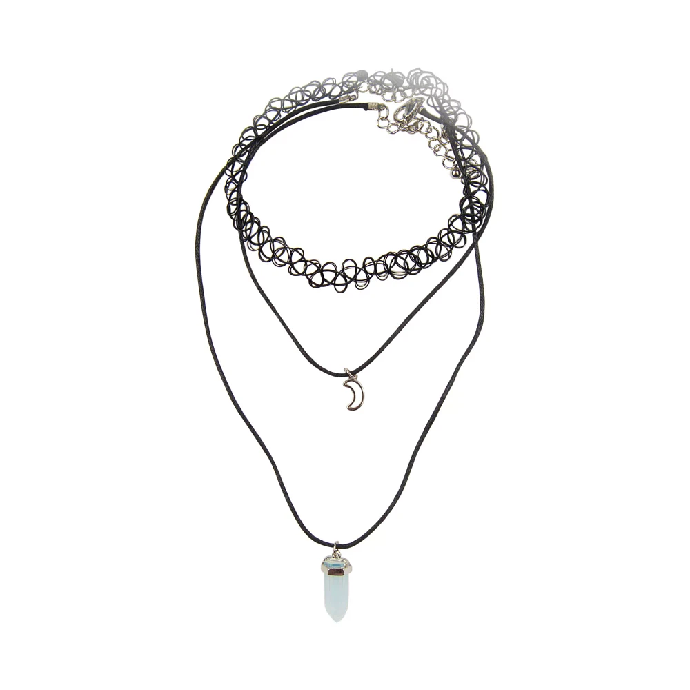 Tattoo Moon and Crystal Necklace 3 Pack