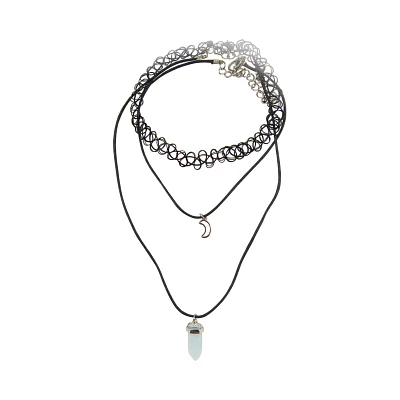 Tattoo Moon and Crystal Necklace 3 Pack