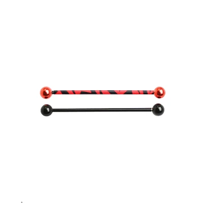 Red and Black Industrial Barbell - 14 Gauge