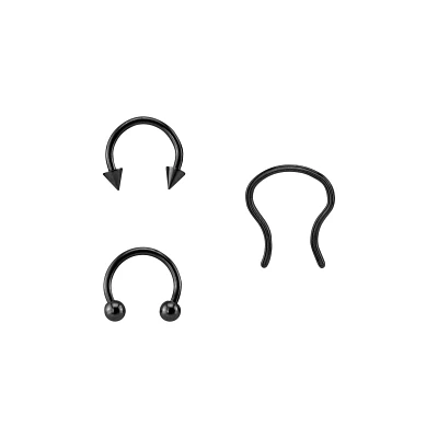 Black Nose Ring 3 Pack - 16 Gauge
