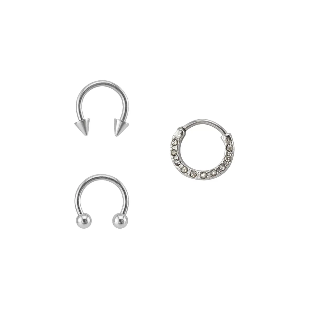 Horseshoe Clicker Septum Ring 3 Pack - 16 Gauge