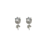 Clear CZ Prong Crown Base Stud Earrings