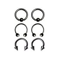 Multi-Pack Horseshoe and Captive Rings 3 Pair - 16 Gauge