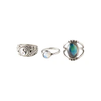 Yin Yang Moon Opal-Effect Ring 5 Pack