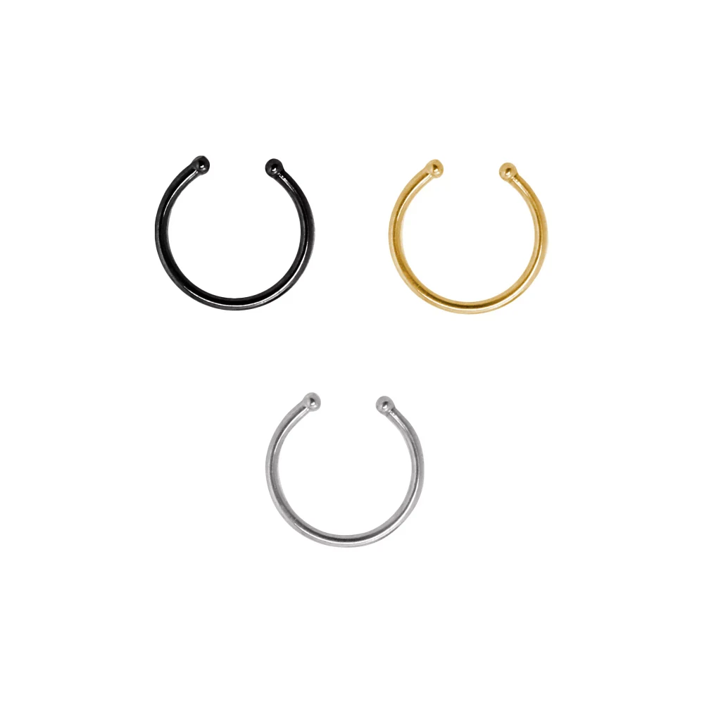 Black Basic Fake Septum Ring 3 Pack
