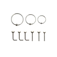 Multi-Pack CZ Nose Rings - 9 Pack