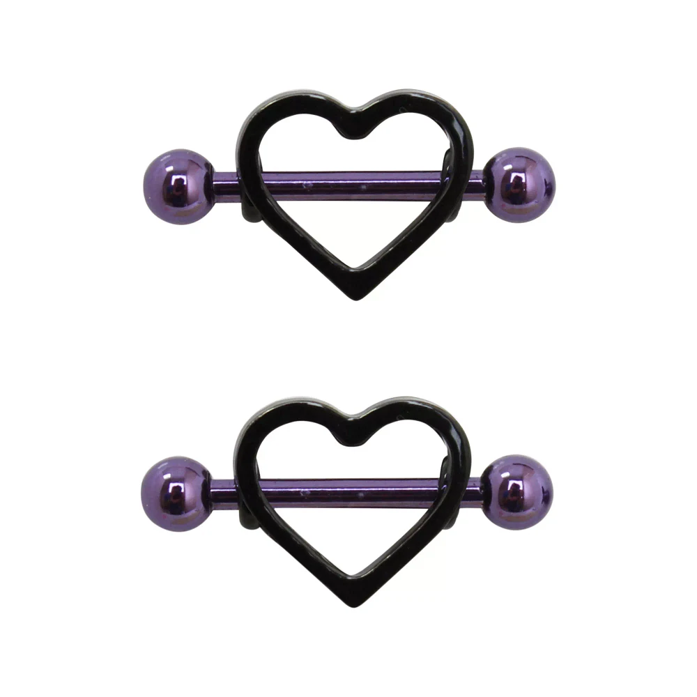 Black Heart Nipple Shields - 14 Gauge