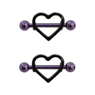 Black Heart Nipple Shields - 14 Gauge