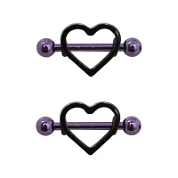 Black Heart Nipple Shields - 14 Gauge