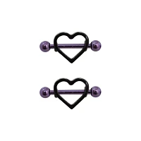 Black Heart Nipple Shields - 14 Gauge