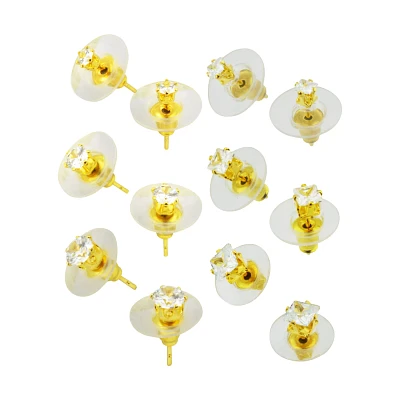Square CZ Earrings - 6 Pair