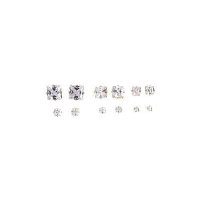 Square CZ Earrings - 6 Pair