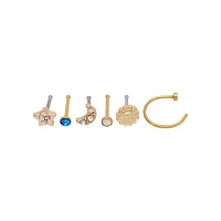 Multi-Pack Moon and Star Nose Rings 6 Pack - 20 Gauge