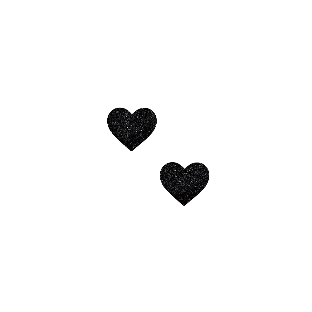 Black Glitter Heart Nipple Pasties - 6 Pack
