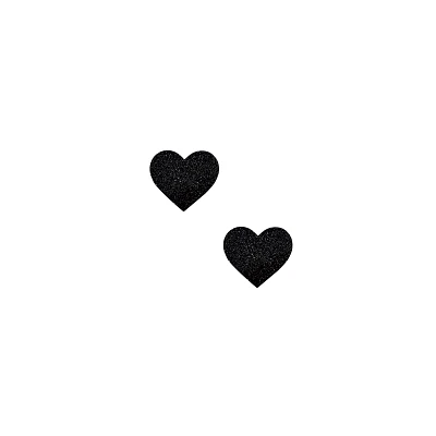 Black Glitter Heart Nipple Pasties - 6 Pack