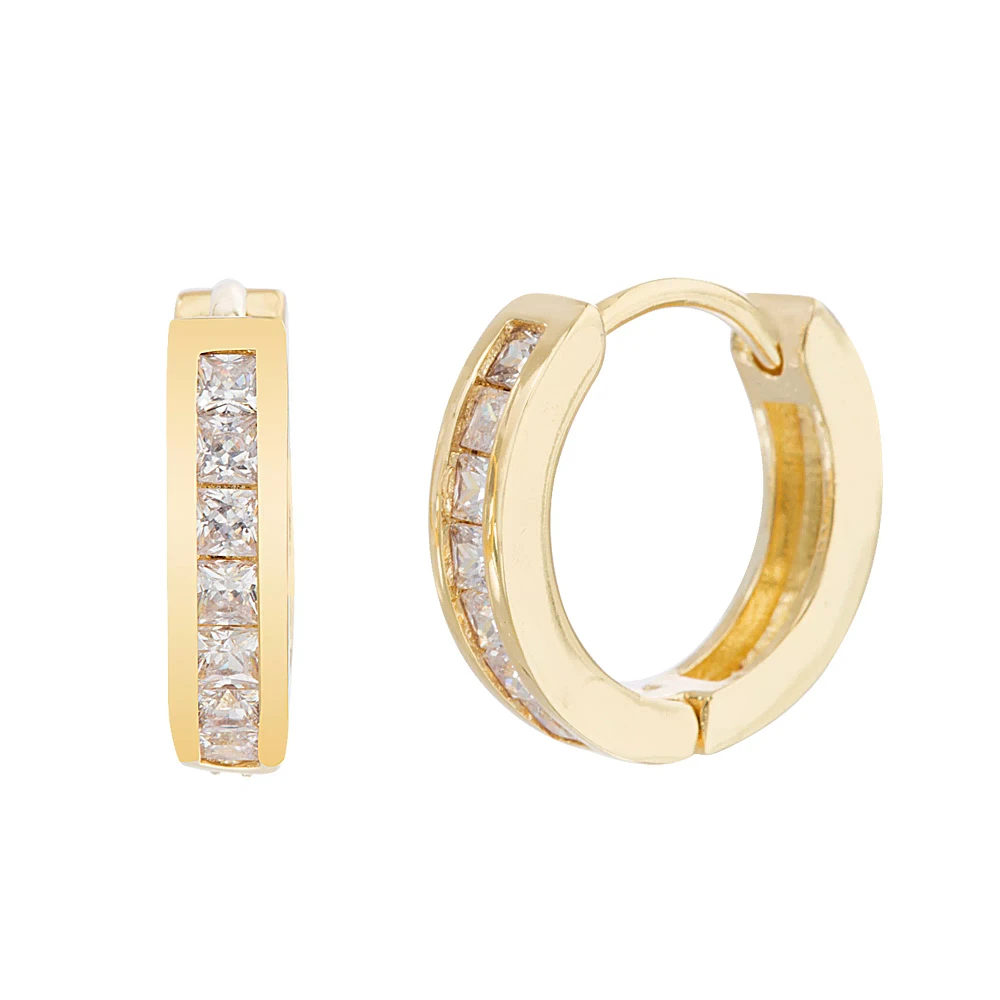 CZ Huggie Hoop Earrings - 20 Gauge