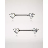 Clear CZ Heart Nipple Barbells