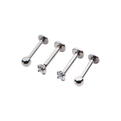 Multi-Pack CZ Labret Lip Rings 4 Pack - 16 Gauge