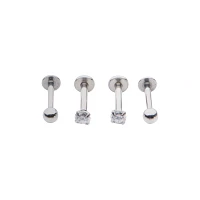 Multi-Pack CZ Labret Lip Rings 4 Pack - 16 Gauge