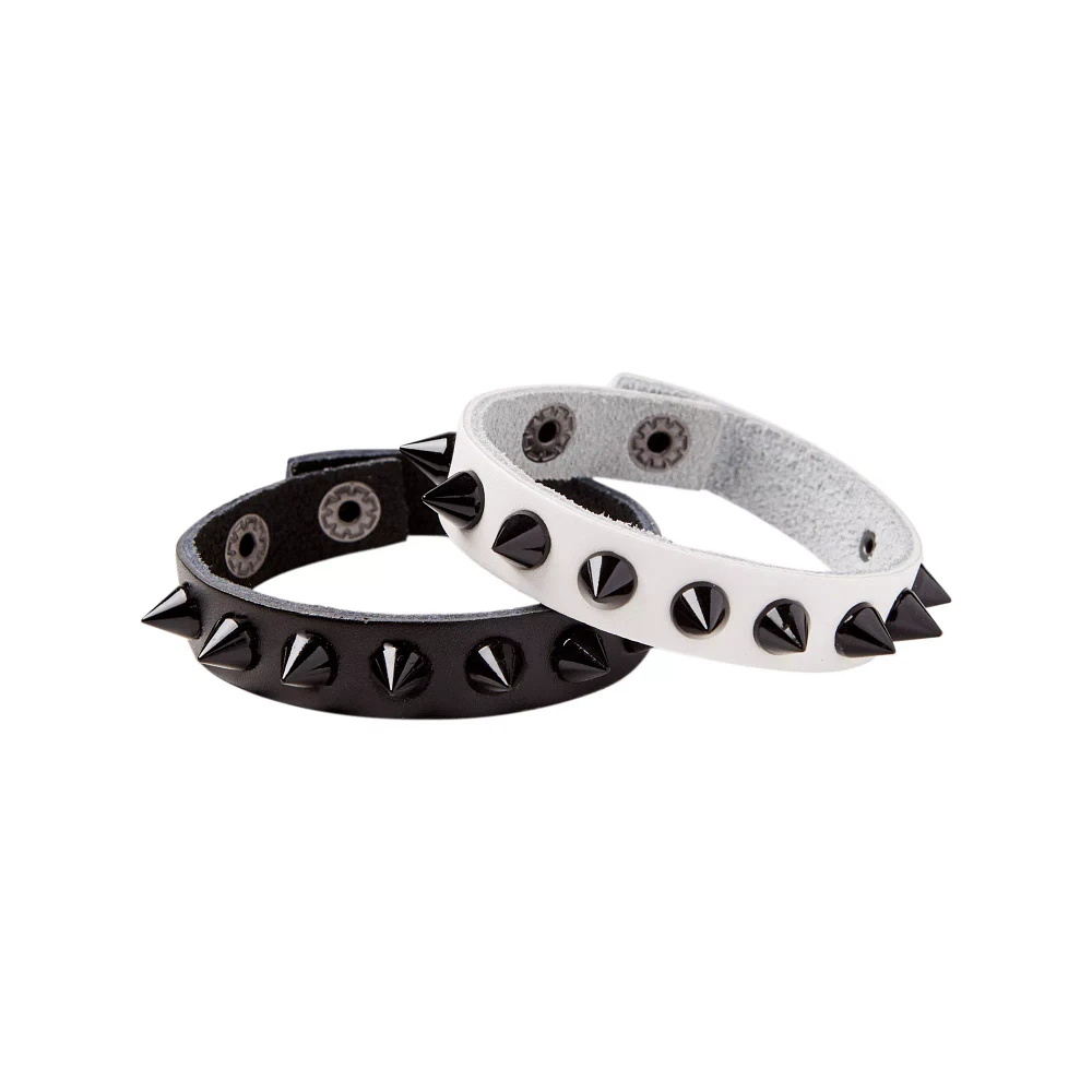 Black and White Spike Bracelets - 2 Pack