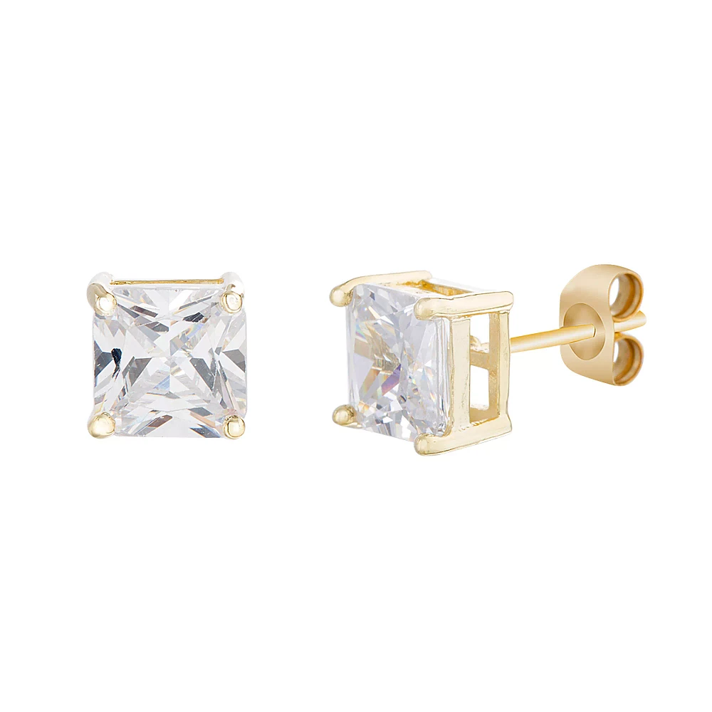 Square CZ Stud Earrings