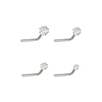 Multi-Pack CZ L-Bend Nose Rings - 4 Pack