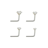 Multi-Pack CZ L-Bend Nose Rings - 4 Pack