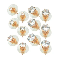 Rose Goldplated Circle CZ Stud Earrings 6 Pair - 20 Gauge