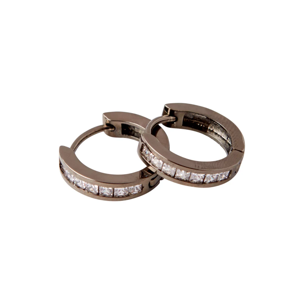 Brass Plated CZ Huggie Earrings - 16 Gauge