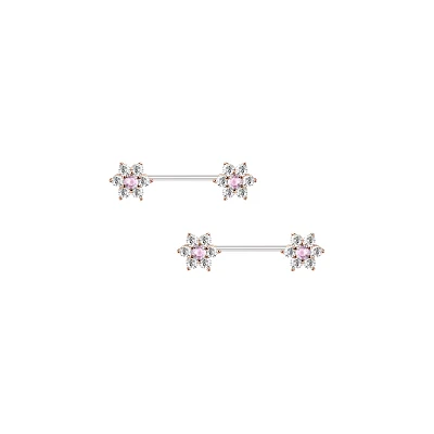 CZ Rose Gold  Flower Nipple Barbells
