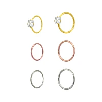 Multi-Pack CZ Hoop Nose Rings