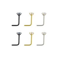 Multi-Pack Gem L-Bend Nose Rings - 6 Pack