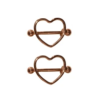 Rose Goldplated Heart Nipple Shields - 14 Gauge