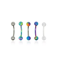 Multi-Pack Rainbow Curved Barbells 5 Pack - 16 Gauge