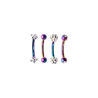 Multi-Pack Rainbow CZ Curved Barbells 4 Pack - 16 Gauge