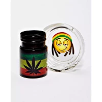 Rasta Leaf Emoji Stash Jar and Ashtray Set