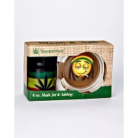 Rasta Leaf Emoji Stash Jar and Ashtray Set
