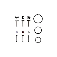 Multi-Pack Red CZ Witchcore Stud & Hoop Nose Rings - 9 Pack
